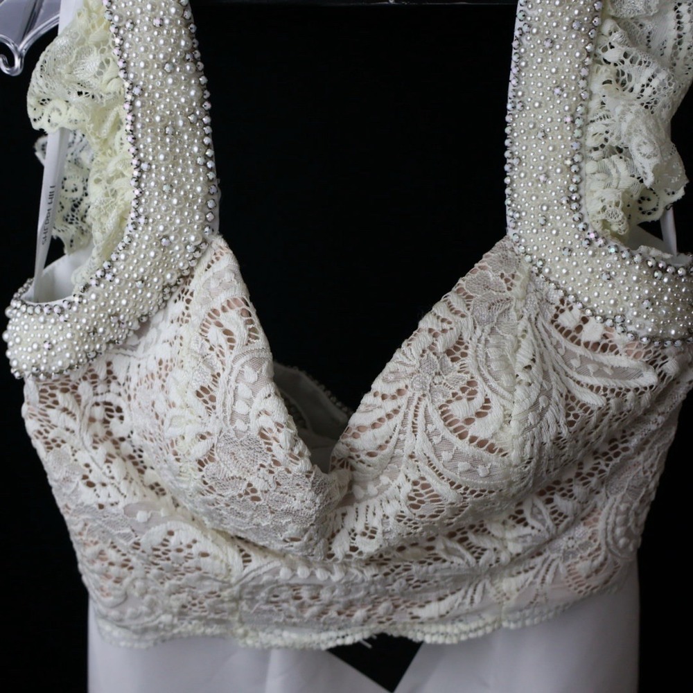 Sherri Hill 51230 Ivory Lace Pearl Mermaid Prom Formal Gown NWT Size 4 w/ Bag - Picture 5 of 16